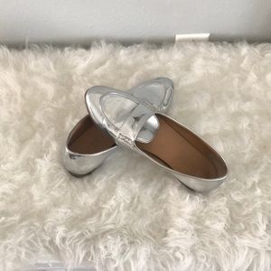 Shiny silver J. Crew factory loafers